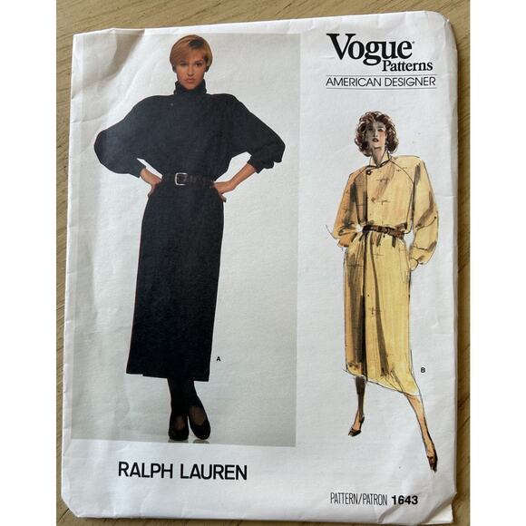 3 VTG Vogue 80s Sew Patterns Ralph Lauren 1643, Oscar D La Renta 1592, Dior 1948 - Picture 4 of 12